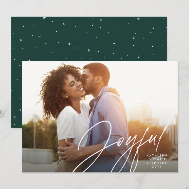 Cartão De Festividades Escrito alegre e moderno, uma foto verde da Hol de (Frente/Verso)