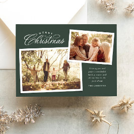 Cartão De Festividades Escrito clássico de Feliz Natal 2 verde-foto