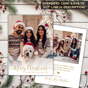 Cartão De Festividades Escrito Dourado Branco Elegante 2 Foto Natal