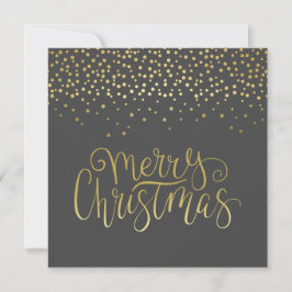 Cartão De Festividades Escrito Dourado Elegante e Natal Preto Confetti