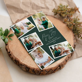 Cartão De Festividades Escrito elegante multifoto verde