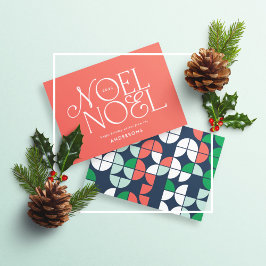 Cartão De Festividades Escrito geométrico colorido Noel de Natal brilhant