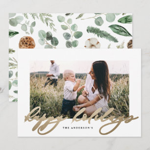 Cartão De Festividades Escrito holidayelegante com fotografia mínima mod