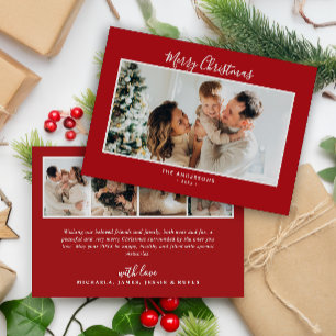 Cartão De Festividades Escrito Manuscrito Moderno com 5 Fotos Feliz Natal