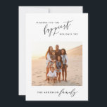 Cartão De Festividades Escrito preto e branco moderno 1 foto Natal<br><div class="desc">Uma bela foto de Natal feliz,  feriados clássicos,  um simples cartão mínimo clássico. A cor do backer pode ser alterada.</div>