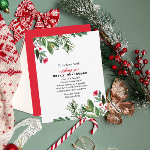 Cartão De Festividades Escritora Elegante Folhagem de Natal Holly Berry