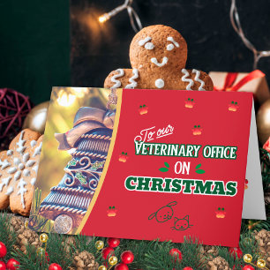 Cartão De Festividades Escritório Veterinário Natal Gato e Cachorro Féria