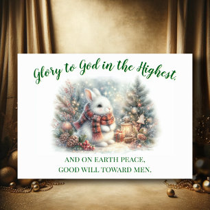 Cartão De Festividades Escritura Cristã de Woodland Bunny Verse Christmas