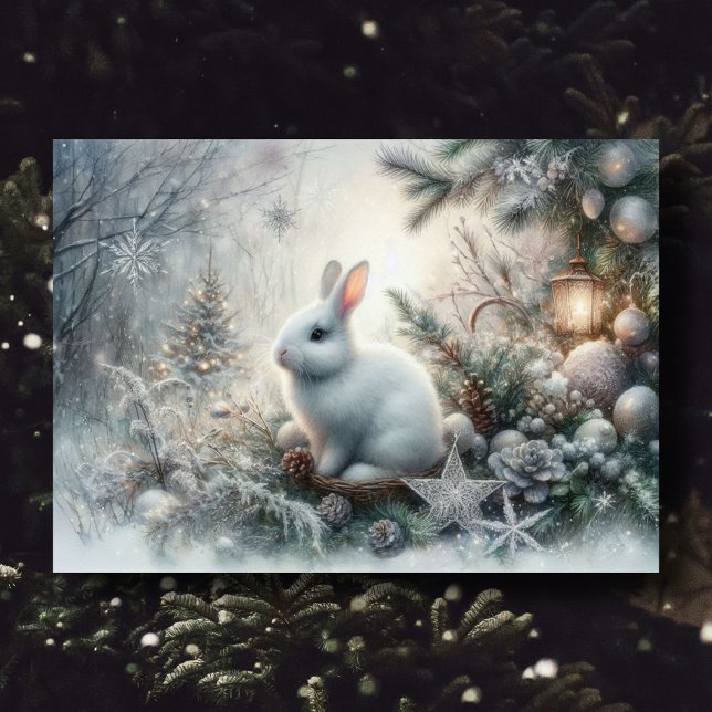 Cartão De Festividades Escritura Pacífica de Bunny de inverno Verso Natal (Criador carregado)