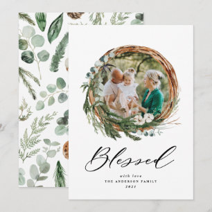 Cartão De Festividades Escuridão da folhagem moderna, natal abençoado