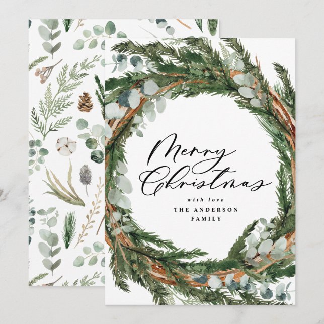 Cartão De Festividades Escuridão foliar mínima moderna no Natal (Frente/Verso)