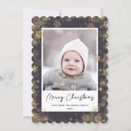 Cartão De Festividades Escuro de Neve Verde Moderno Bokeh