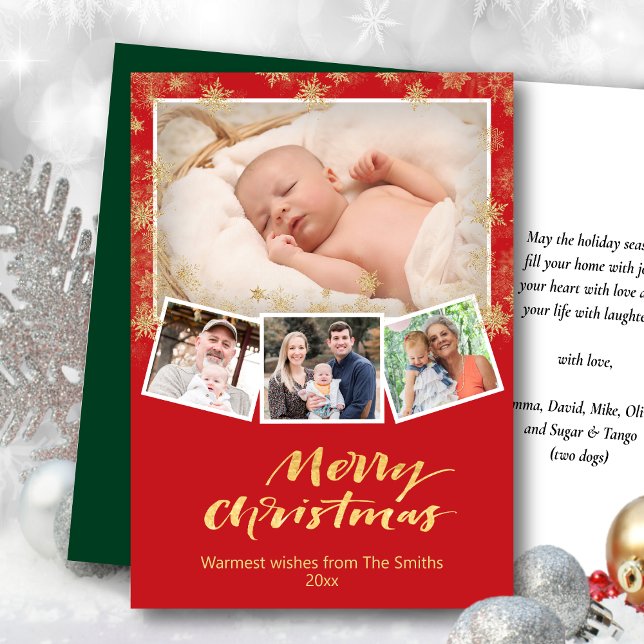 Cartão De Festividades Escuro Dourado Elegante Flocos de Neve Moderno Ver (Criador carregado)