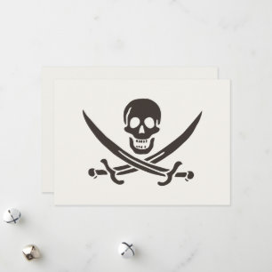 Cartão De Festividades Espadas de crânio de obsidiana Bandeira pirata de 