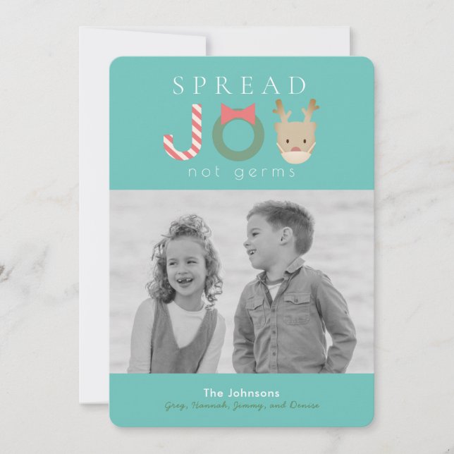 Cartão De Festividades Espalhar Joy Reindeer Mask Foto Azul de Natal (Frente)