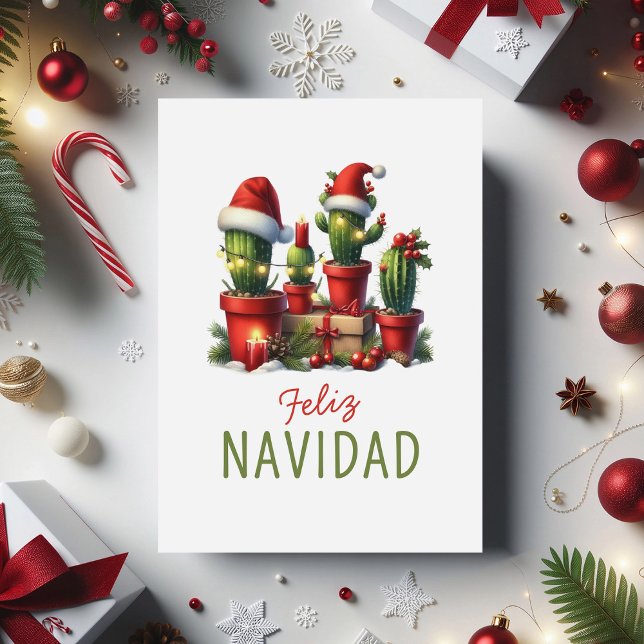 Cartão De Festividades Espanhol Mexicano Feliz Navidad Cacto (Criador carregado)
