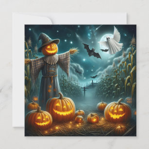 Cartão De Festividades Espantalho de Halloween