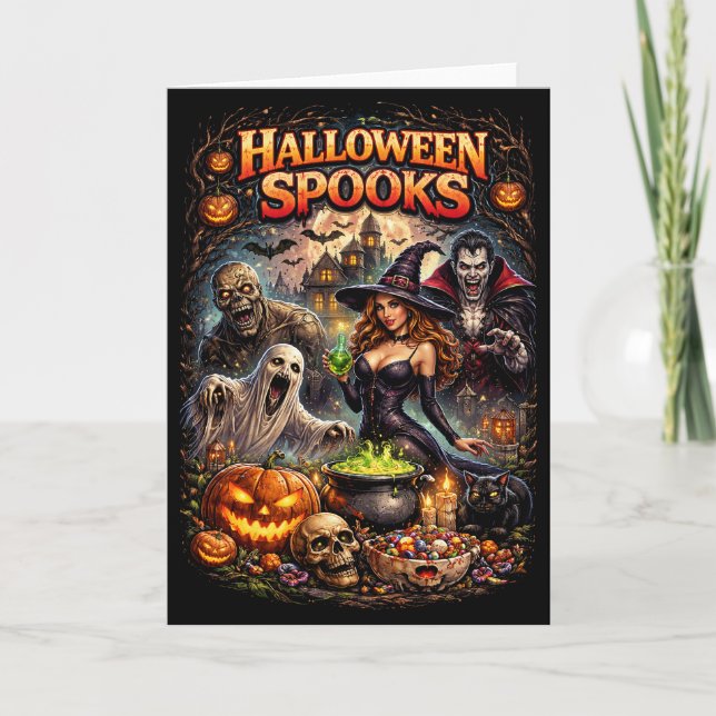 Cartão De Festividades Espantos de Halloween (Frente)