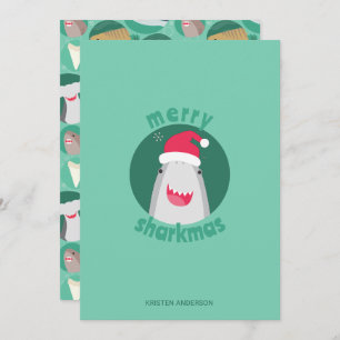 Cartão De Festividades Espécie tubarão Natal