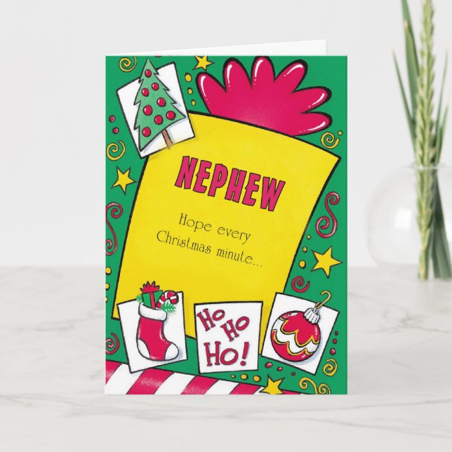 Cartão De Festividades Esperança do sobrinho cada minuto do Natal… (Frente)