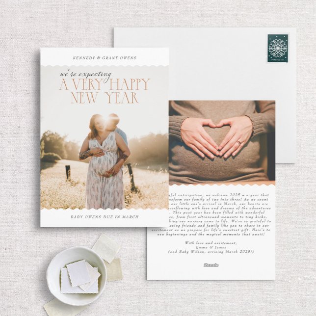 Cartão De Festividades Esperando uma gravidez fotográfica muito Feliz ano (Criador carregado)