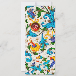 Cartão De Festividades ESPIrais Florais Azuis da Renascença Florentina, F