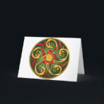 Cartão De Festividades Espiral celta do Pentacle<br><div class="desc">Um design espiral celta com cinco seções como em um pentacle,  feito no feriado vermelho,  verde,  e no ouro,  e em incluir o knotwork art.  Um design especial para o Natal,  o solstício de inverno,  ou o anyday!</div>