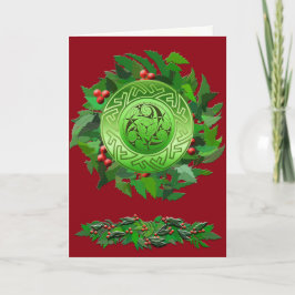 Cartão De Festividades Espiral Celta Yule com Holly