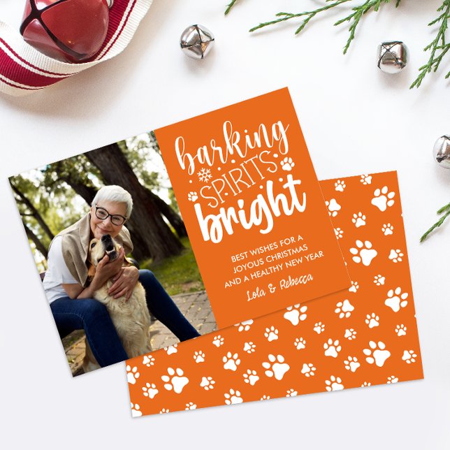 CARTÃO DE FESTIVIDADES ESPÍRITO BRILHANTE DE CACHORROS NATAL LARANJA (SAVE MONEY SEND DIGITAL DOWNLOAD CHRISTMAS CARD WITH DOG THEME FOR ALL PUPPY LOVER OR DOG OWNER)