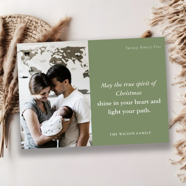 Cartão De Festividades Espírito de Natal Verde Mínimo Negrito 1 Foto Suja (Criador carregado)