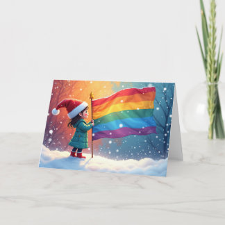 Cartão De Festividades Espírito Holiday Rainbow Pride Flag Elf