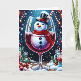 Cartão De Festividades Espírito Natalino Boneco de Neve Fofo Natal
