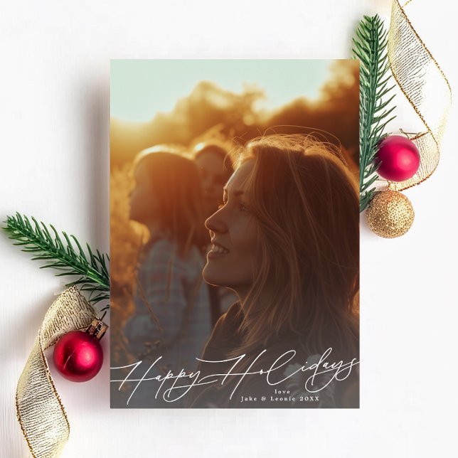 Cartão De Festividades Esplendor Branco Elegante Foto Feliz (Criador carregado)