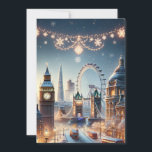 Cartão De Festividades Esplendor Festivo de Londres - Elegante Winter<br><div class="desc">Mergulhe no charme eterno de Londres com nosso elegante cartão de saudação de inverno, capturando o espírito festivo da cidade. Este cartão retrata uma cena clássica de Londres, com marcos icônicos como a Ponte Torre e o Olho de Londres, cada um elegantemente enquadrado por luzes de Natal brilhantes e uma...</div>