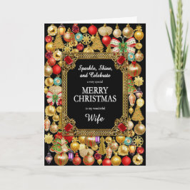 Cartão De Festividades Esposa Feliz Natal com Ornamentos