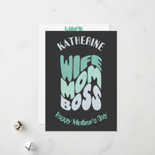Cartão De Festividades Esposa, mãe, Dia de as mães personalizado chefe