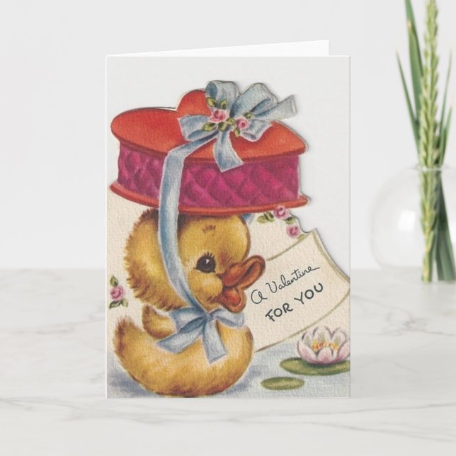 Cartão De Festividades Espreitadela pequena retro com namorados do (Frente)