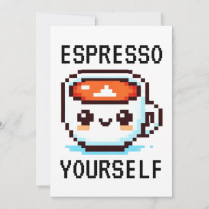Cartão De Festividades Espresso - Engraçado Pixel Art Coffee Design
