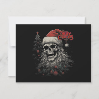 Cartão De Festividades Esqueleto Crânio Divertido Feliz Natal Papai Noel
