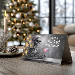 Cartão De Festividades Esqueleto de Natal e Coquetel