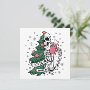 Cartão De Festividades Esqueleto Engraçado de Natal Meio Alegre Meio Assu