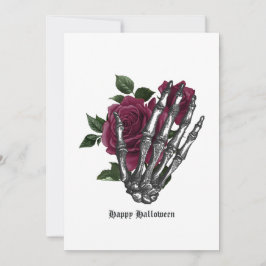 Cartão De Festividades Esqueleto Floral Borgonha Gótico