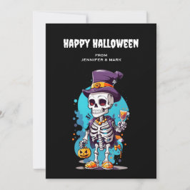 Cartão De Festividades Esqueleto legal no Halloween do Top Halloween