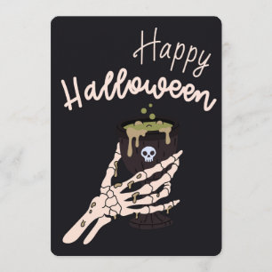 Cartão De Festividades Esqueleto Mão Segurando Cálice de Caveira Hallowee