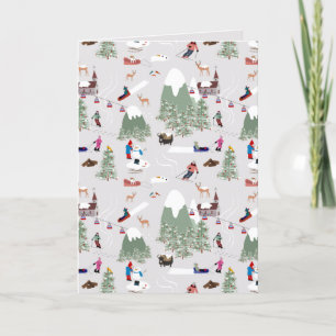 Cartão De Festividades Esqui na Montanha Encostas de Esqui Paisagem