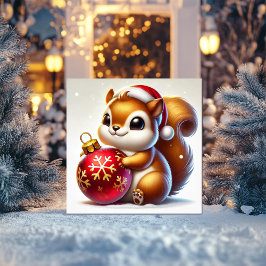 Cartão De Festividades Esquilo Adorável Abraçando Enfeite Festivo