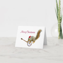 Cartão De Festividades Esquilo de Natal com Banjo