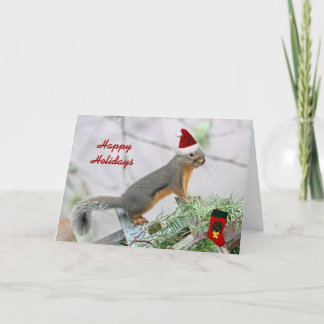 Cartão De Festividades Esquilo de Natal com o Stocks de Natal