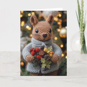 Cartão De Festividades Esquilo de Natal Crochetado