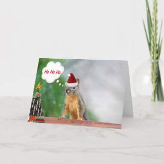 Cartão De Festividades Esquilo de Natal Dizendo Ho Ho Ho